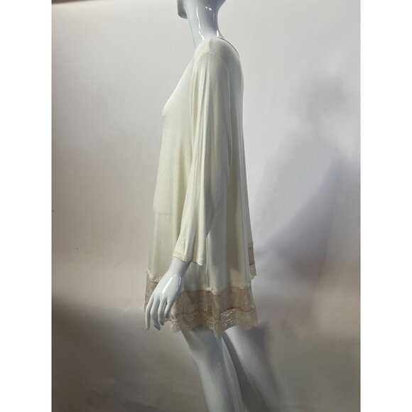 Lori Goldstein LOGO Womens Ivory Tunic Top With Lace Hem Detail Size 1X Soft Str - Picture 10 of 16